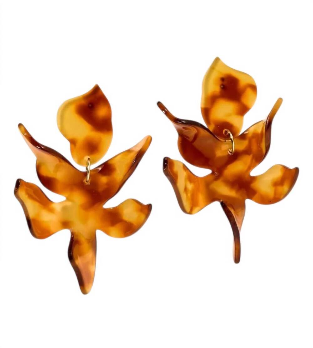 NEW LINNY CO women's flora earrings in caramel